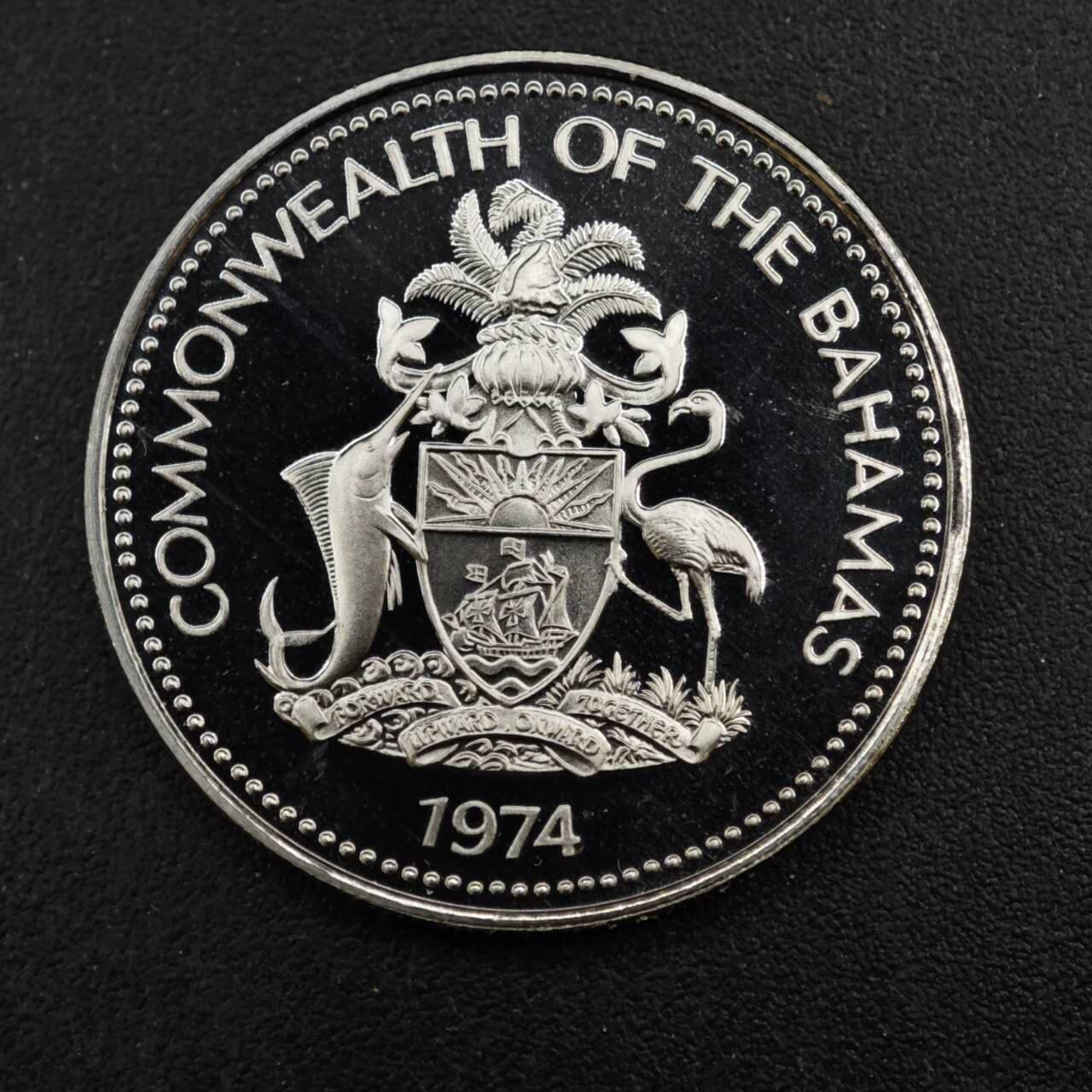 【淘币小摊】实时拍第八百四十三拍   散币场   满百包邮可预留二周 每周一统一发货   巴哈马1974年25分精制镍币