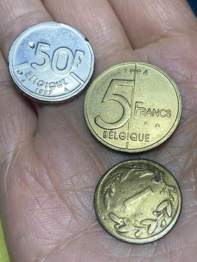 2026年第五场(总第一百七十四场）外国好品散币场(免佣金) - 散币3枚：比利时🇧🇪1994年5法郎，1987年50法郎，代币