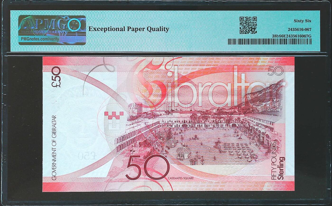 世界靓号纸钞第八十期 2019年直布罗陀50镑 首发AAA冠 超级靓号 圆圆号 06组合 数二 全偶数 豹子号666 非常非常漂亮的号码 PMG66 