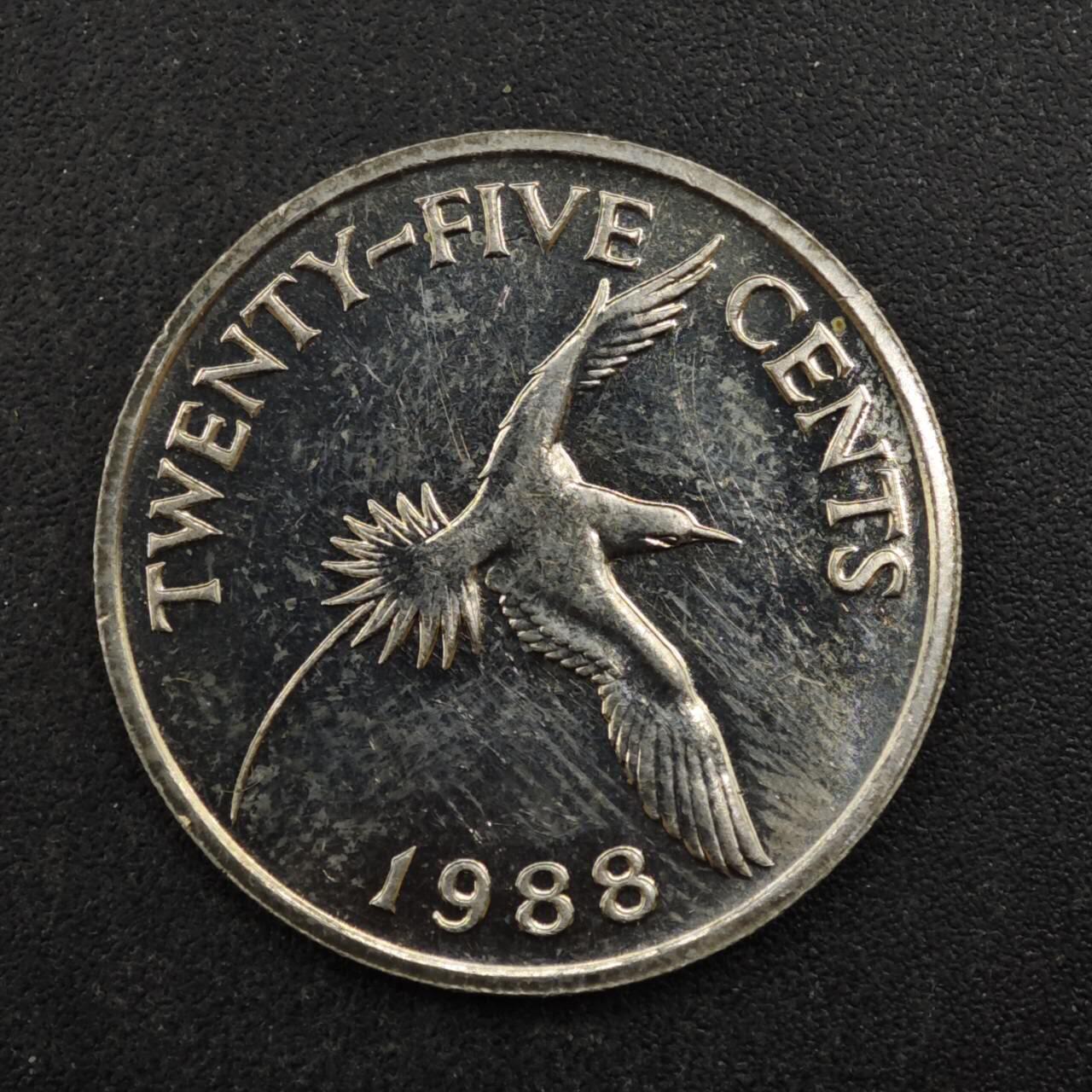 【淘币小摊】实时拍第八百四十三拍   散币场   满百包邮可预留二周 每周一统一发货   百慕大1988年25分