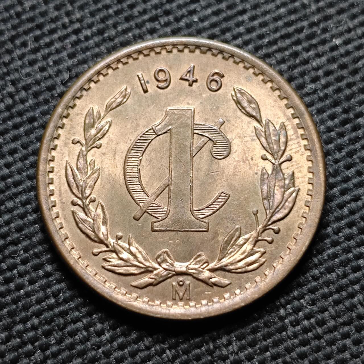 KK钱币收藏小铺  第399期  百期特拍（四拍之三）2月预留时间 周末发货  1946墨西哥1分铜币 好品