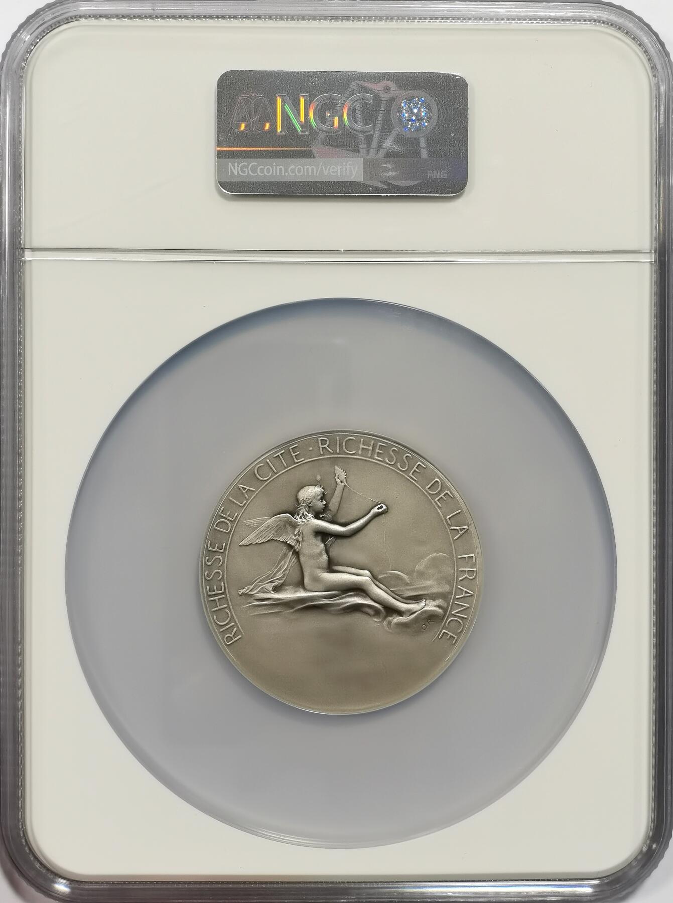 博洋堂世界钱币拍卖第156期（全场包邮） NGC MS64 O.Roty罗蒂 法国里昂商会银章，51mm，丰饶角1ARGENT，原铸，未刻字使用保存完好，高分好品相，罕见品种。