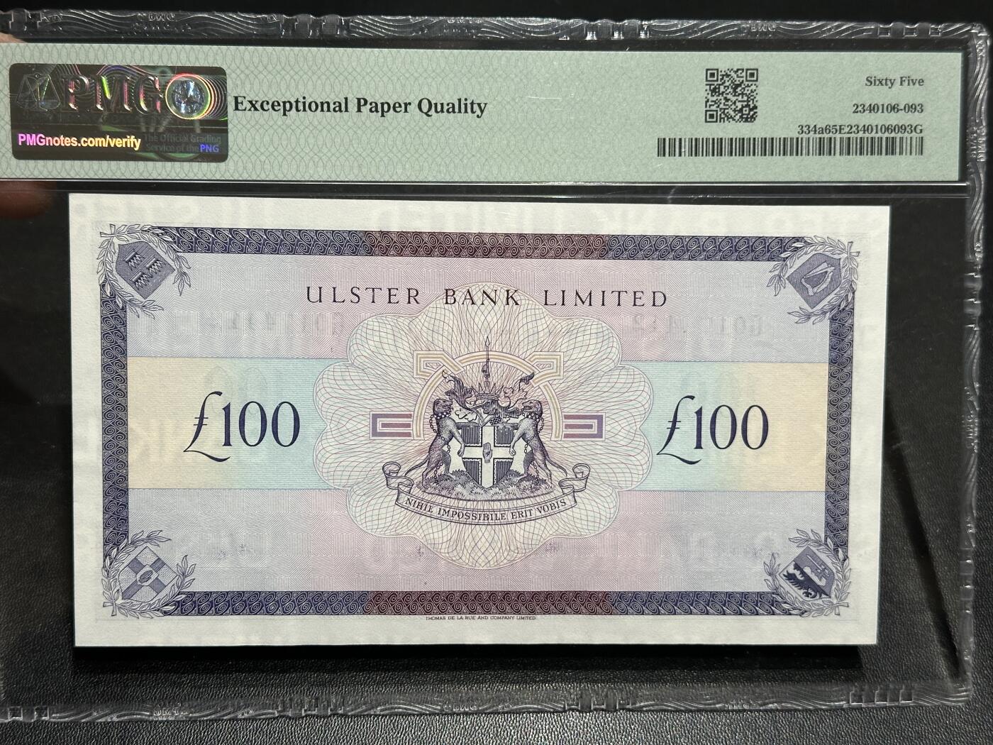 🎉🎉🎉《外钞收藏家》第六百期（年度庆典场）（本平台长期征集拍品、欢迎藏友们联系合作）❤️❤️❤️ 1990年北爱尔兰 阿尔斯特银行 100镑 PMG65