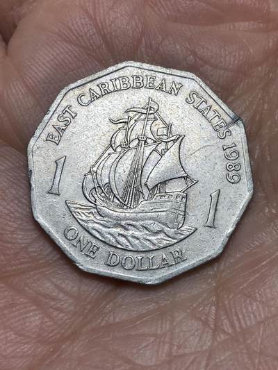 2026年第五场(总第一百七十四场）外国好品散币场(免佣金) - 东加勒比1989年1元(伊丽莎白二世中年花冠，第二版首发年)