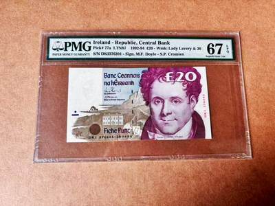 【Blue Auction】世界纸币精拍第773期——18级TOP拍卖/信誉/品质/专业/高效💫 - 爱尔兰 1994年20镑 PMG67EPQ 