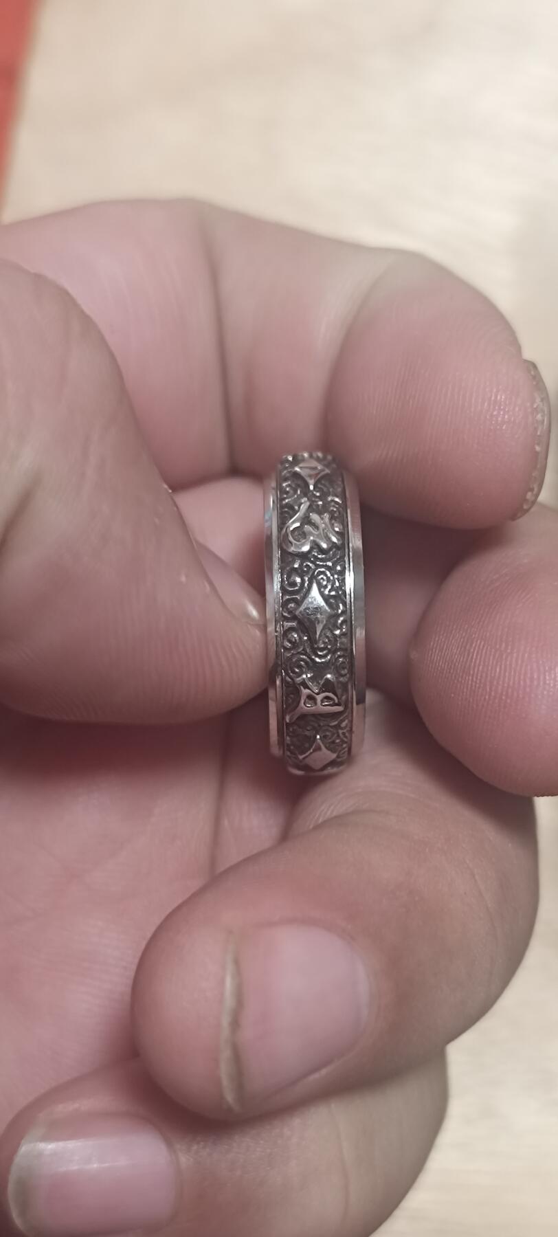 万国钱币阁第二场 【杂项】克兰茜六字真言转运戒指（全新）内圈外圈可旋转