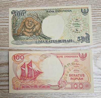 【币将精彩】纸币杂项拍卖（2026-1-11） - 印度尼西亚纸币两枚unc
