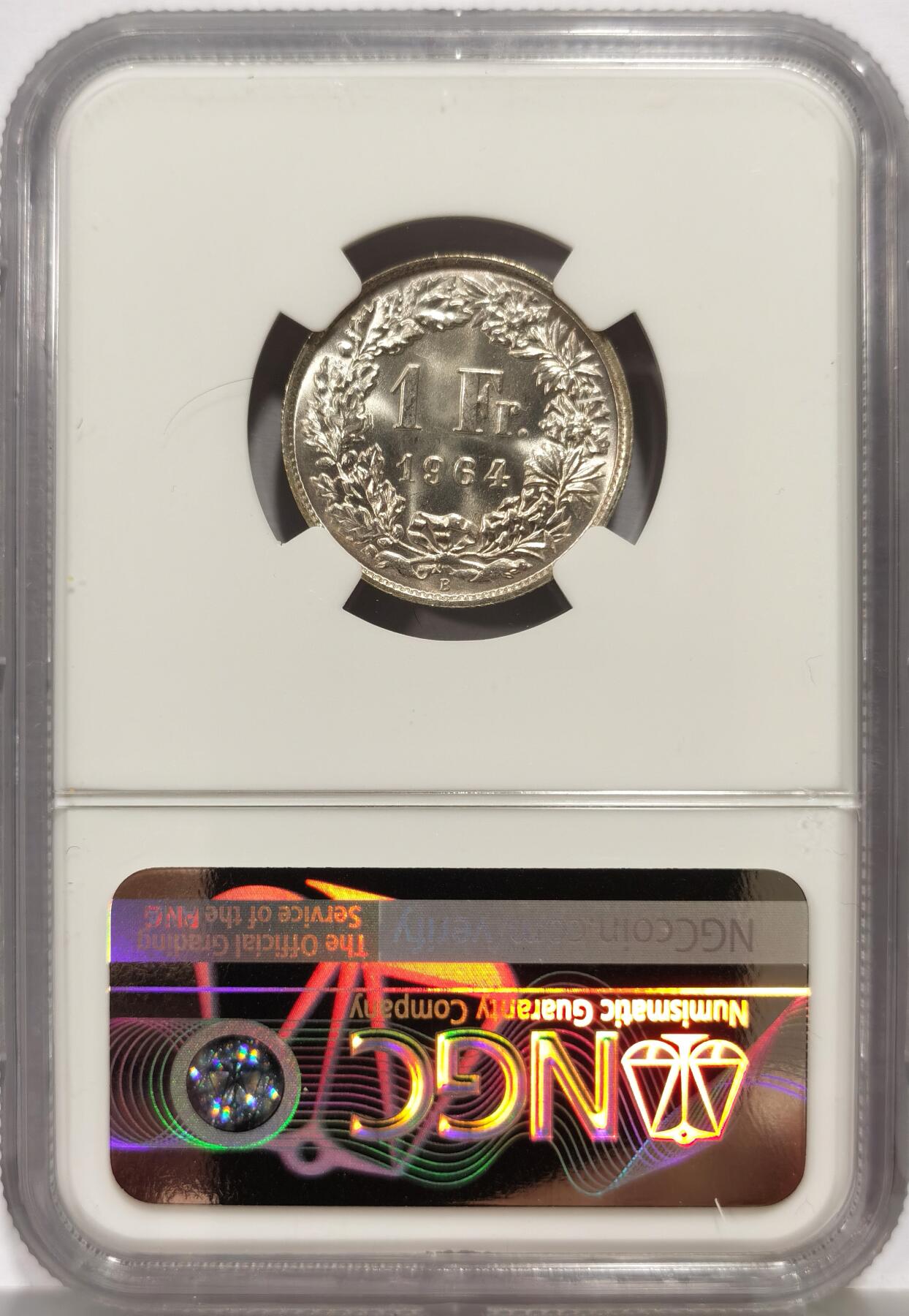 博洋堂世界钱币拍卖第156期（全场包邮） NGC MS66 瑞士1964年1法郎银币，丝滑转光，顶级品相，银价飞涨，值得入藏