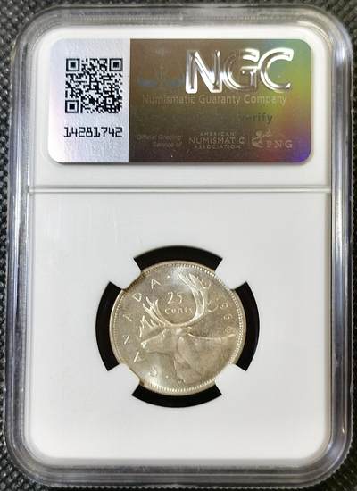 甄臻铺-世界币章拍卖（第46期）送拍享返佣金等优惠多多（1月10日精品场，敬请期待） NGC-PL65 1964年加拿大25分银币