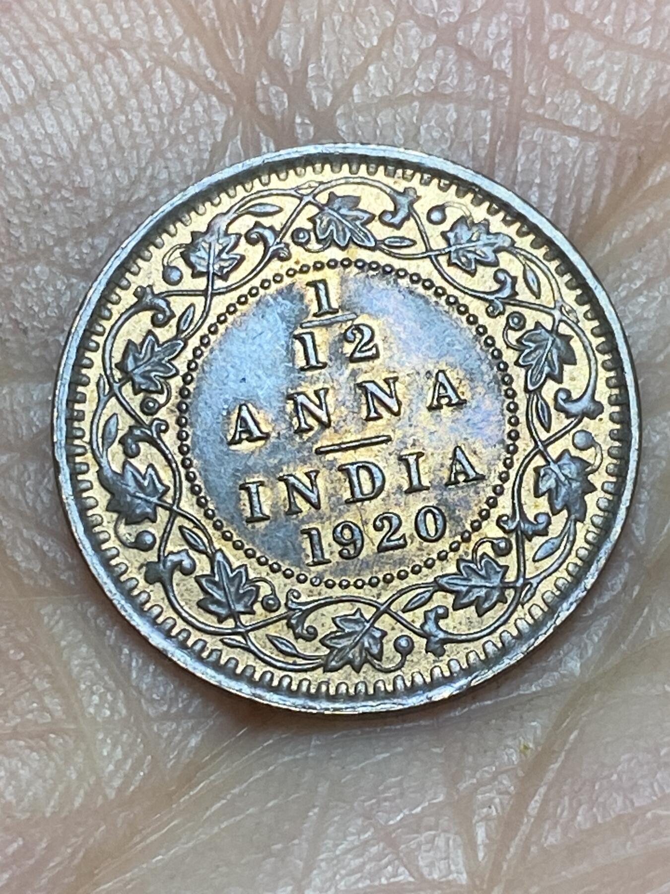 2026年第五场(总第一百七十四场）外国好品散币场(免佣金) 带光好品–英属印度1920年1/12安娜(乔治五世时期，c版加尔各答造)