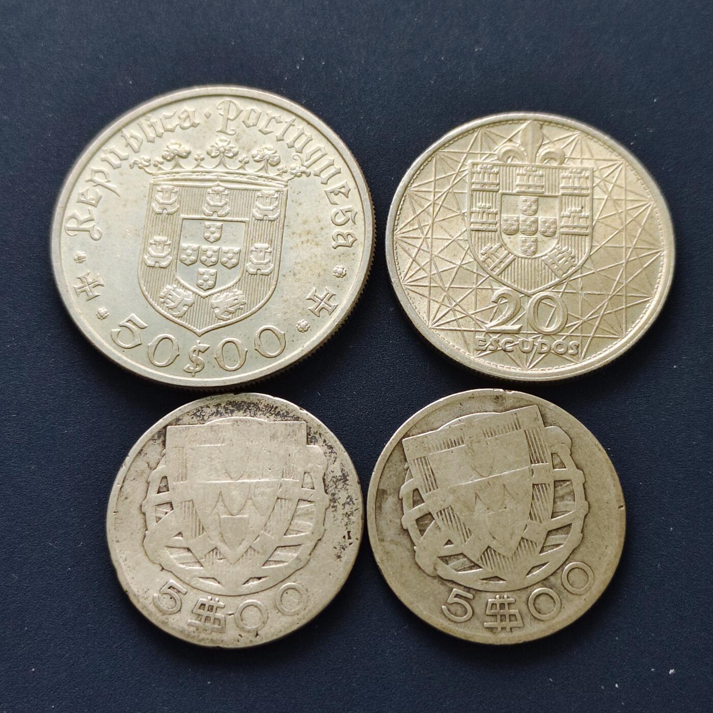 【全场包邮】纯粹捡漏拍493场 葡萄牙各年份银币4枚一组【纯银价约491元（按18元银价折算）】
