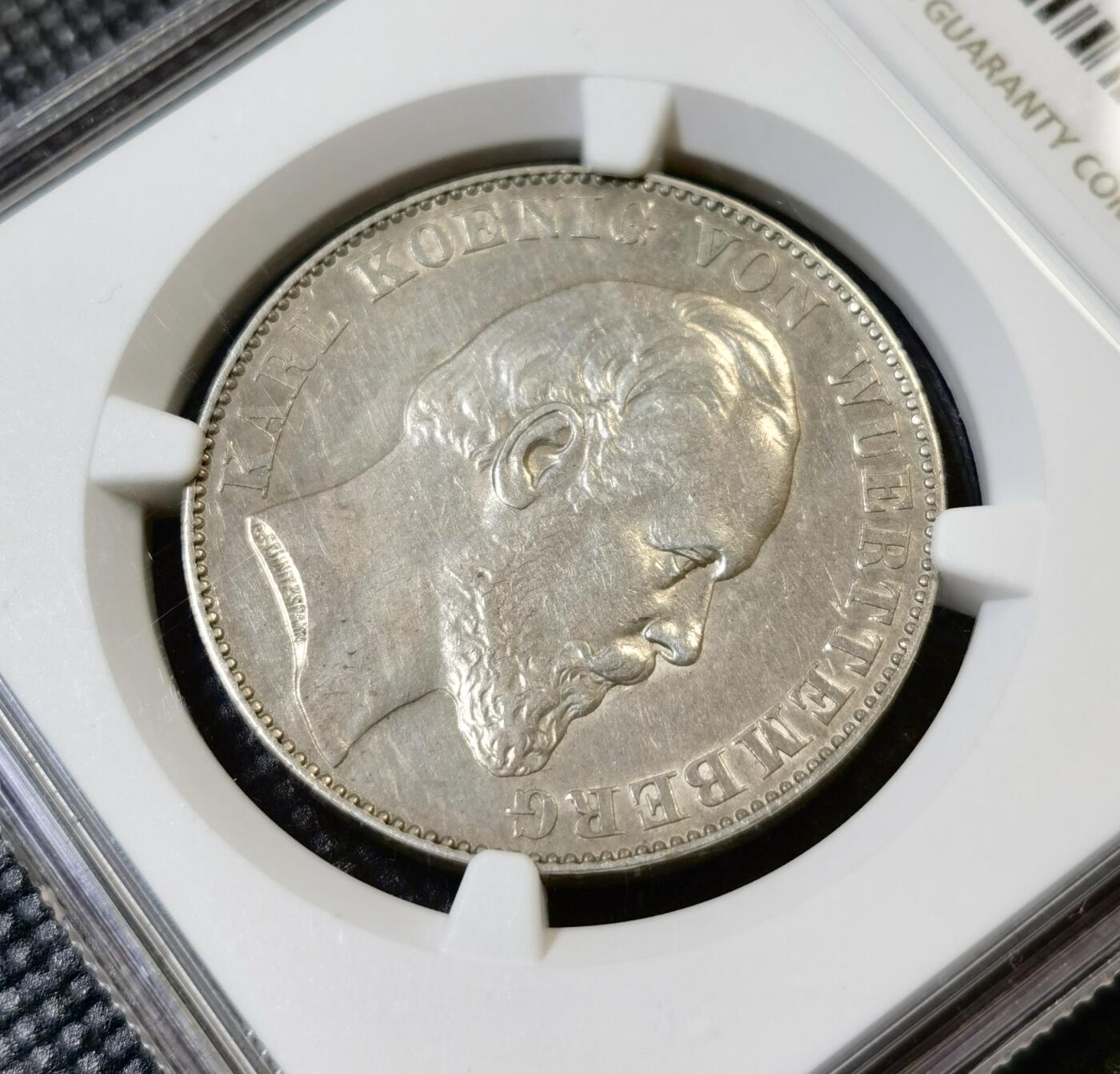 甄臻铺-世界币章拍卖（第46期）送拍享返佣金等优惠多多（1月10日精品场，敬请期待） NGC-AUD 德国符腾堡1871年胜利大泰勒 细节丰满 底板清晰 疑似错杀！