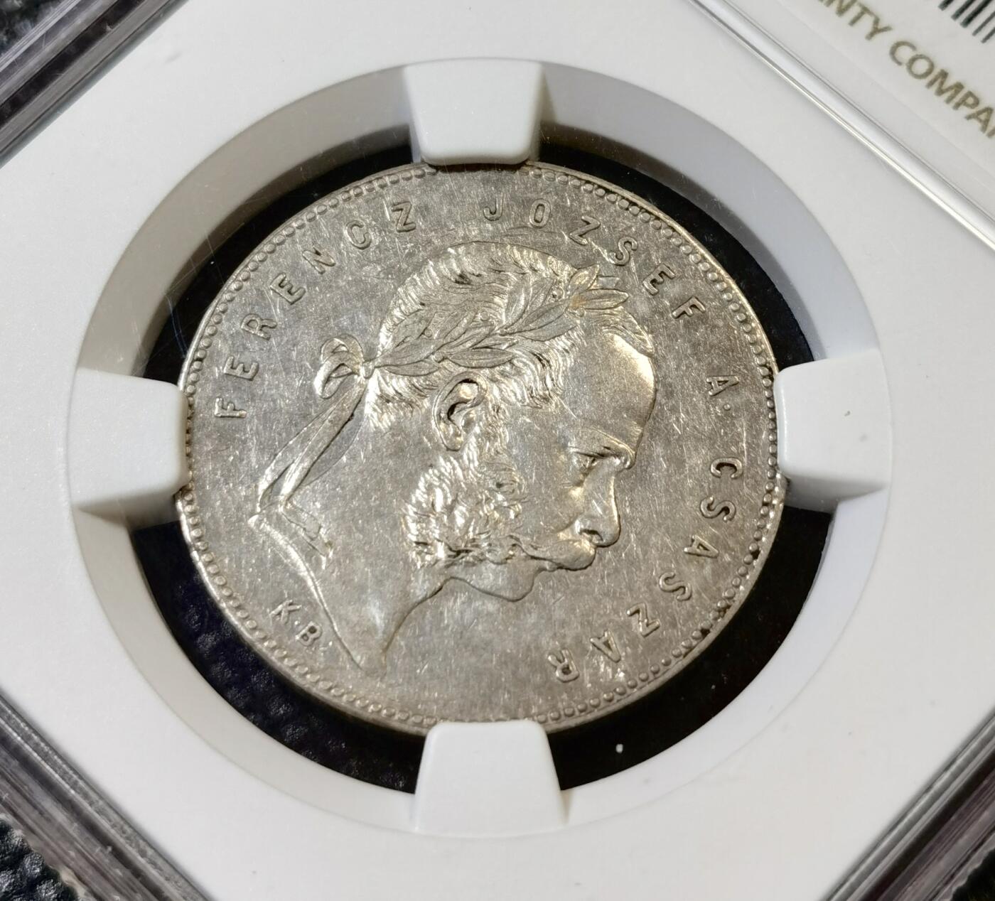 甄臻铺-世界币章拍卖（第46期）送拍享返佣金等优惠多多（1月10日精品场，敬请期待） NGC-XF45 奥匈帝国匈牙利1869年1福林银币 双天使扶冠版 此银币只发行了1868和1869两年，非常稀少！