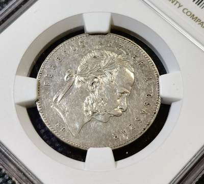 甄臻铺-世界币章拍卖（第46期）送拍享返佣金等优惠多多（1月10日精品场，敬请期待） NGC-XF45 奥匈帝国匈牙利1869年1福林银币 双天使扶冠版 此银币只发行了1868和1869两年，非常稀少！