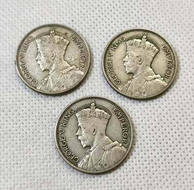 甄臻铺-世界币章拍卖（第46期）送拍享返佣金等优惠多多（1月10日精品场，敬请期待） - 斐济1935、1936年乔治五世1先令银币3枚