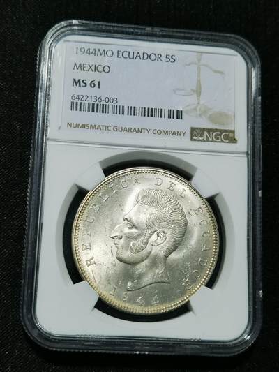 天下钱庄专场欢迎参拍 - NGC MS61厄瓜多尔5苏克雷银币