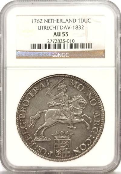 博洋堂世界钱币拍卖第156期（全场包邮） - NGC AU55 荷兰乌德勒支1762年1杜卡特马剑大银币