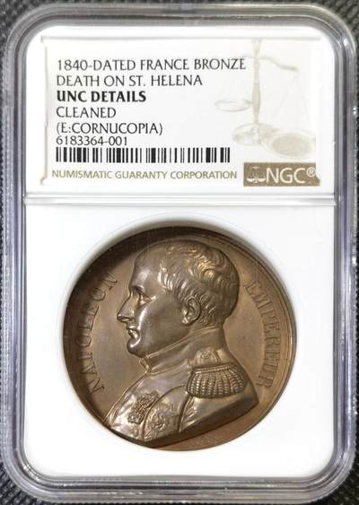 “甄选寰宇 · 臻藏岁华”新年精品场（直播拍卖）-甄臻铺-世界币章拍卖（第47期）送拍享返佣金等优惠多多 - NGC-UNCD 加厚盒 1840年法国拿破仑魂归故里高浮雕纪念铜章 法国国王路易•菲利浦派其儿子将拿破仑的遗体接回，该年12月15日，拿破仑的灵柩被运回巴黎，在经过凯旋门后安葬到塞纳河畔的荣军院