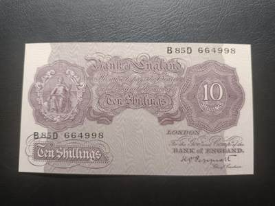 2026一月第二期，总212期 - 英格兰战时A序列10先令UNC-，有别于战前战后普通的红色版本用紫色印刷
