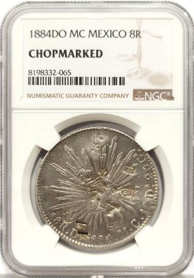 博洋堂世界钱币拍卖第156期（全场包邮） - NGC Chopmarked 墨西哥鹰洋Do 1884 MC，少见版，清晰字戳