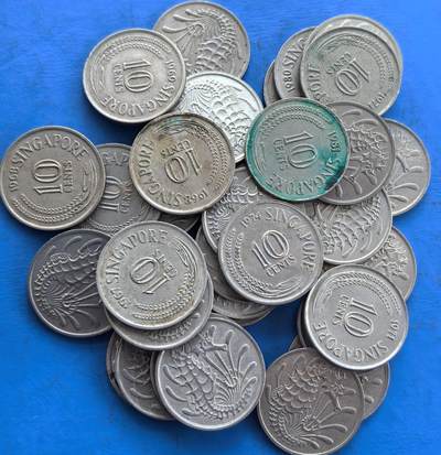 外国优质银币非洲美洲币，周六九点倒数截拍，满百包邮，持续收拍 - 新加坡10分34枚