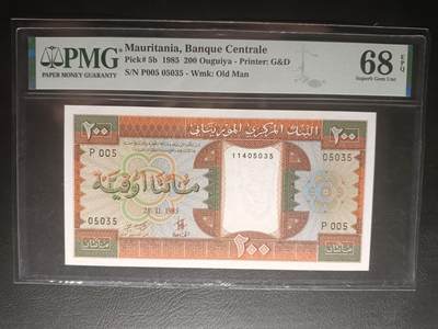 2026一月第二期，总212期 - 毛里塔尼亚1985年200乌吉亚PMG68epq，手工制品和传统渔具