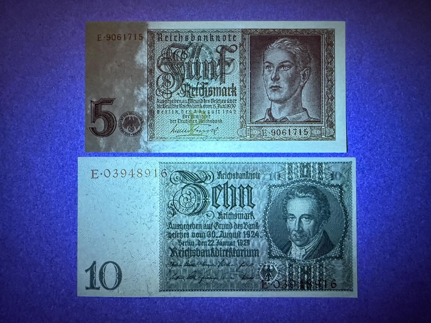 《艾美收藏》第228期-1.11周日外币精品 德国5、10马克2张 UNC 老版本