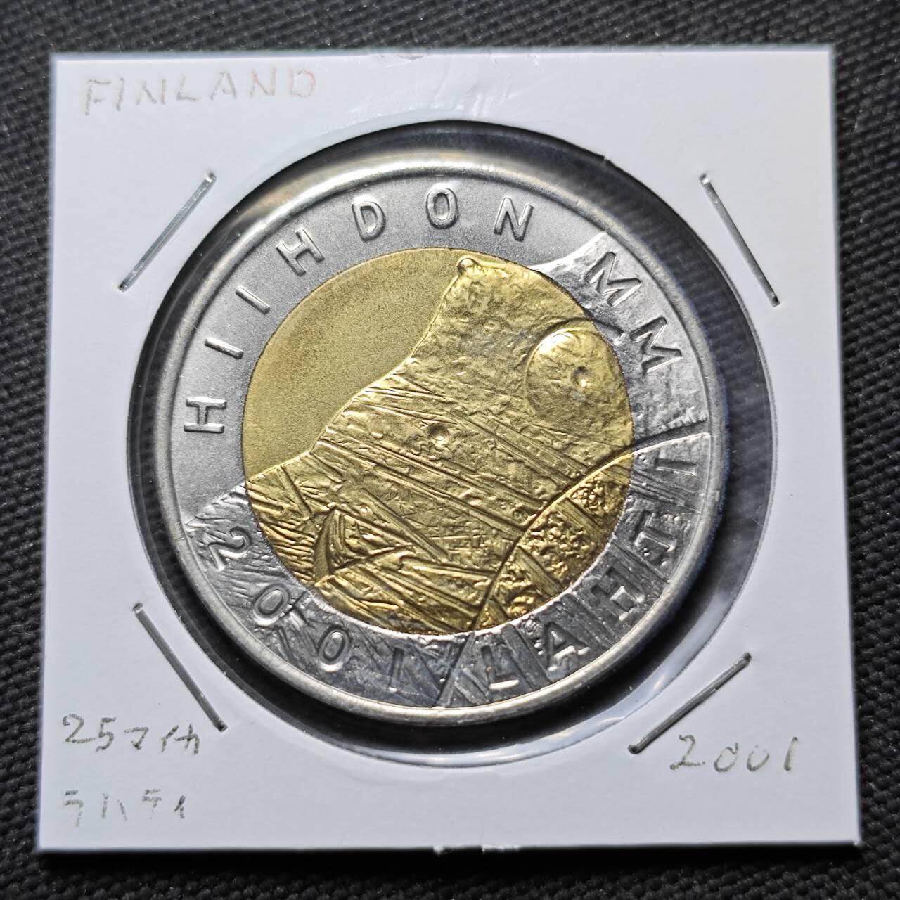 KK钱币收藏小铺  第399期  百期特拍（四拍之三）2月预留时间 周末发货  2001芬兰25马克双色币纪念币 首届滑雪锦标赛纪念