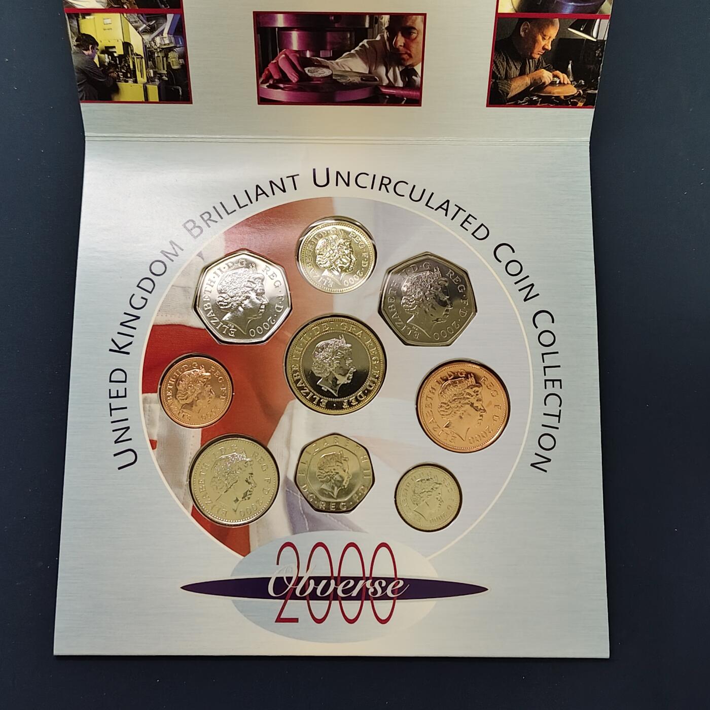 【全场包邮】纯粹捡漏拍492场【封装套币专场】-注意佣金 英国2000年官方封装套币-含2镑机械时代+1镑威尔士红龙+50便士公共阅读+流通套币