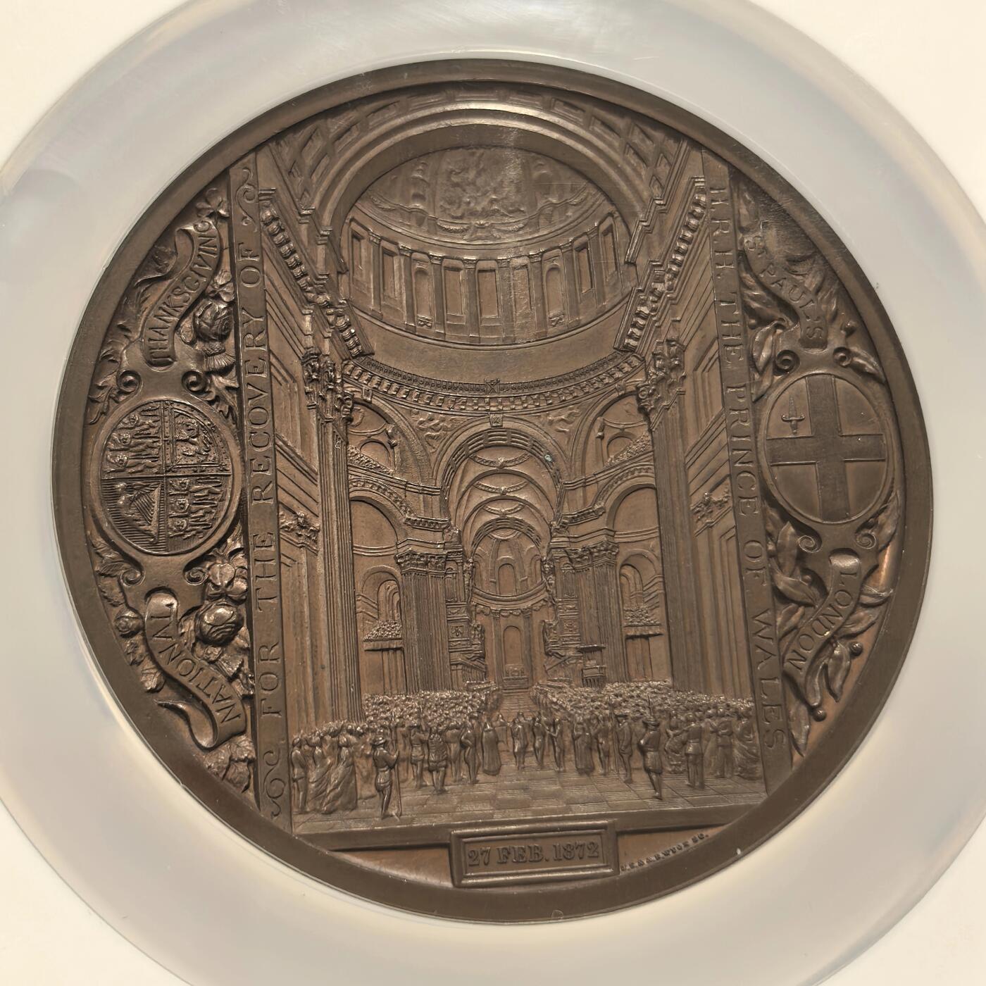 博洋堂世界钱币拍卖第156期（全场包邮） NGC MS64 英国1872年伦敦金融城大铜章 威尔士王子康复感恩纪念大铜章，发行量仅三四百枚