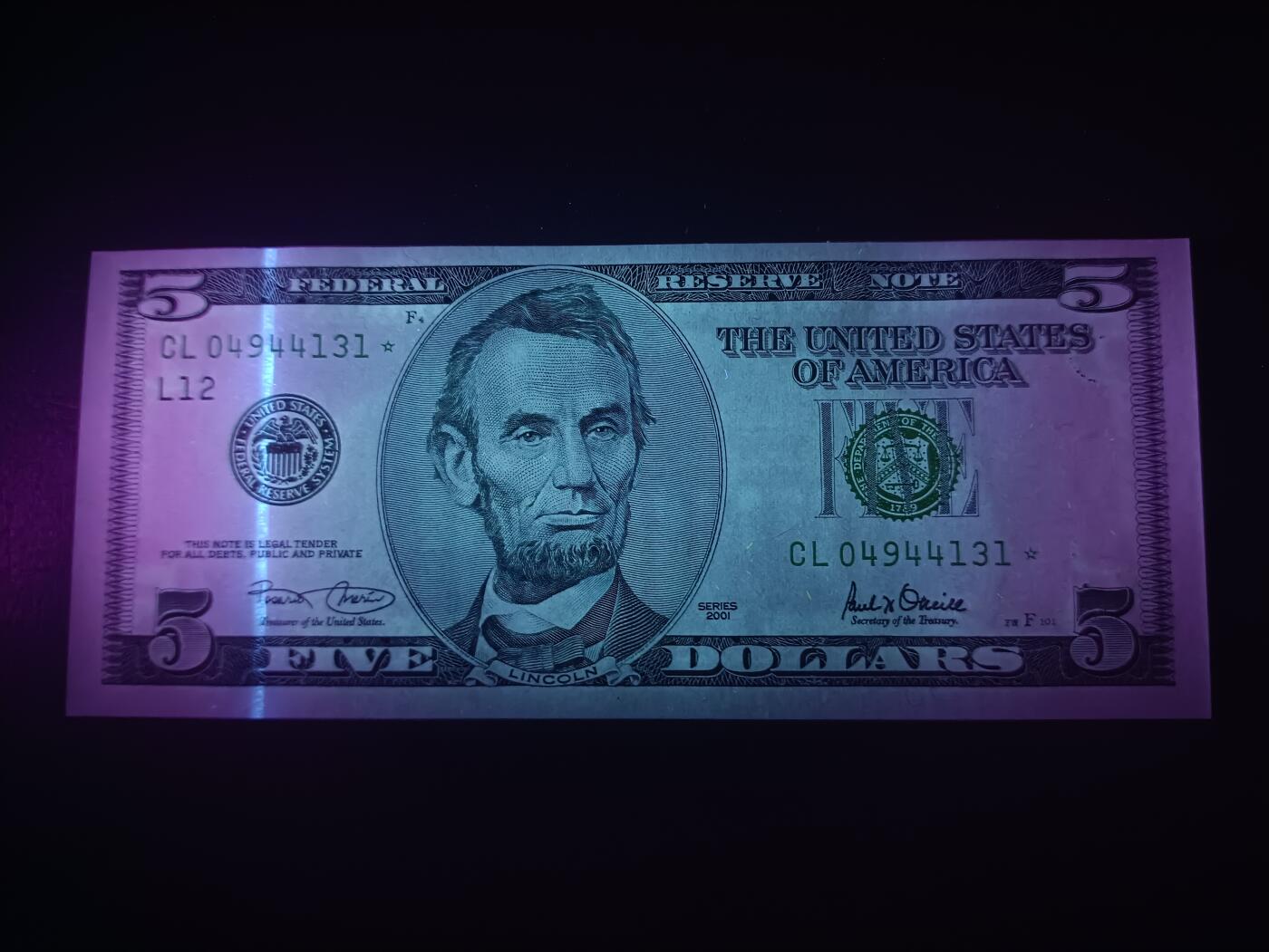 2026一月第二期，总212期 美国2001年版5元UNC，少见星补号