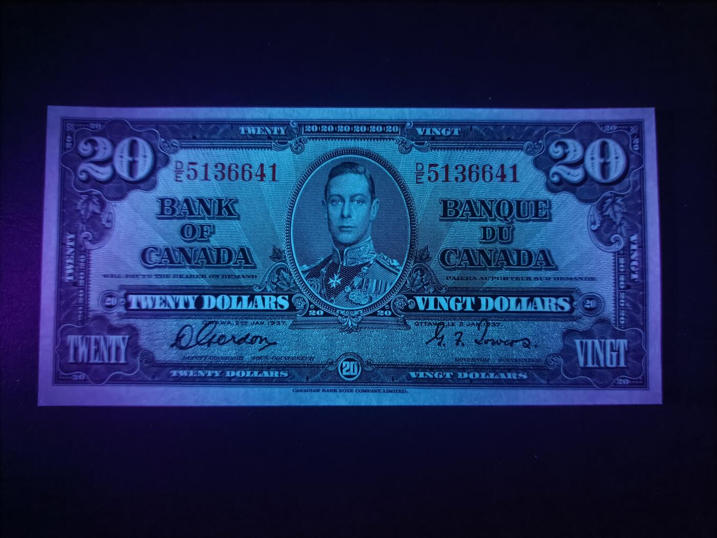 2026一月第二期，总212期 加拿大1937版20元UNC-，乔治六世国王和农神，稀有中高面值品种