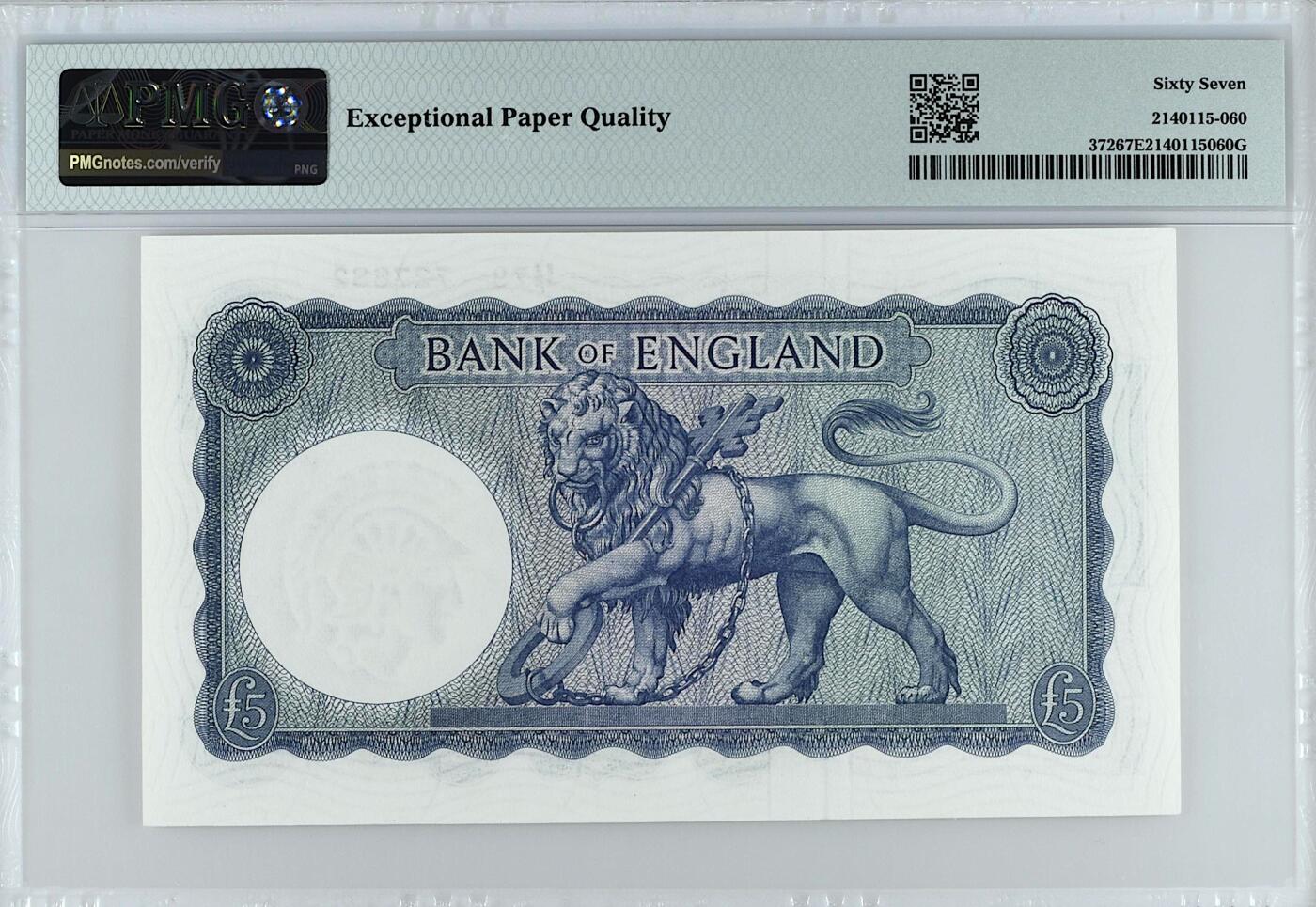 《艾美收藏》第228期-1.11周日外币精品 英国5镑 PMG67E B序列空心版 无4