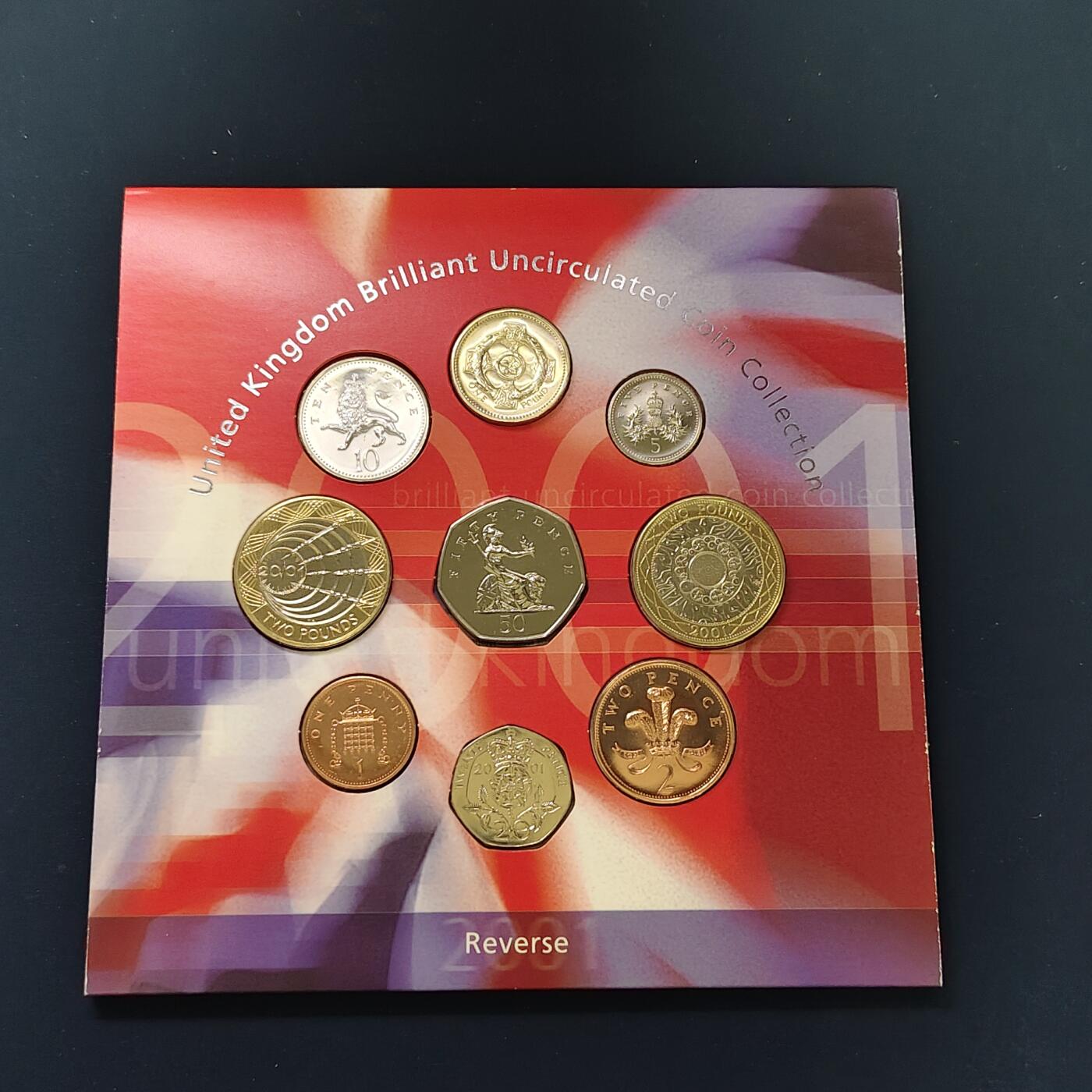 【全场包邮】纯粹捡漏拍492场【封装套币专场】-注意佣金 英国2001年官方封装套币-2镑马可尼电报+2镑机械时代+1镑凯尔特十字+流通套币