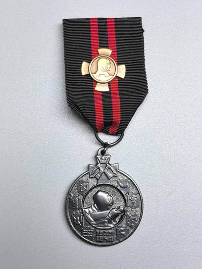小驴勋章奖章收藏1月10日周六晚六点拍卖（珍爱和平，收藏战争，铭记历史，勿忘国耻，忠党爱国。有偿代拍，送拍规则在简介最后，参拍须阅读规则后再参拍，关系到运费包装发货时效真假辨别等关键信息，拍卖时不再发原图，看大图店主微信码在拍卖店铺介绍里） - 芬兰苏芬冬季战争奖章，绶带上带一个老兵蝴蝶扣插针