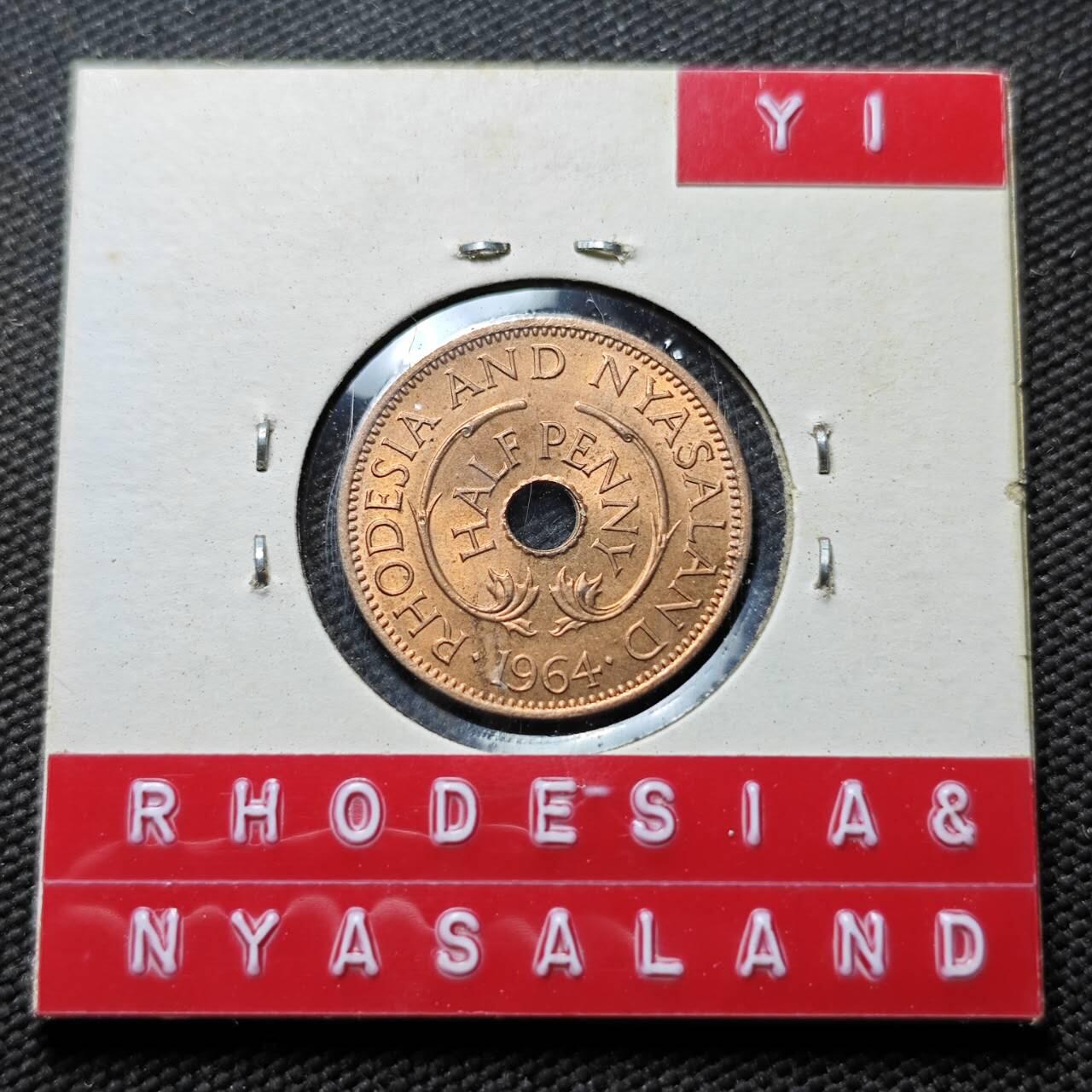 KK钱币收藏小铺  第399期  百期特拍（四拍之三）2月预留时间 周末发货  1964罗得西亚半便士铜币 好品