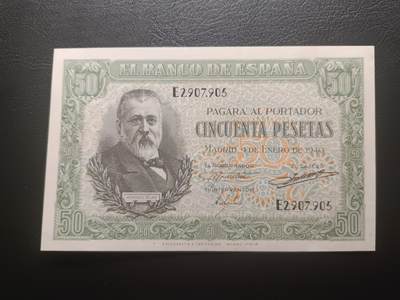 2026一月第二期，总212期 - 西班牙1940版50比塞塔UNC，稀有佛朗哥时期初期品种
