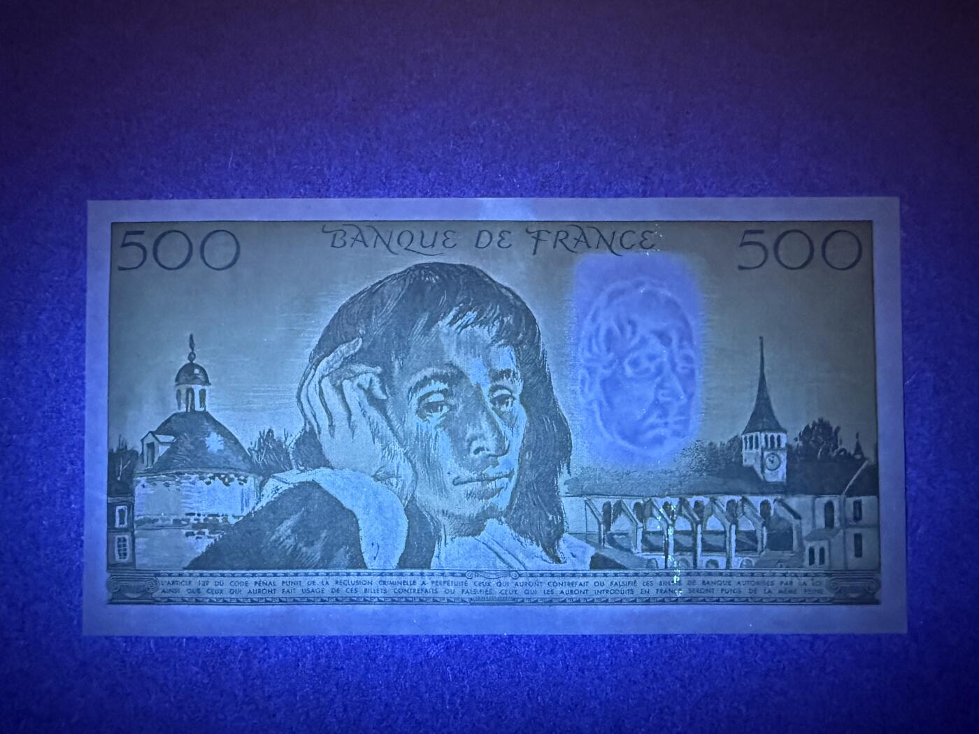 《艾美收藏》第228期-1.11周日外币精品 法国500法郎 UNC 1989年 法国数学家帕斯卡