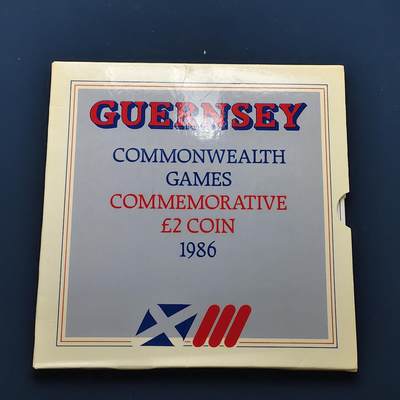 【全场包邮】纯粹捡漏拍492场【封装套币专场】-注意佣金 - 根西1986年2镑爱丁堡英联邦运动会官方卡装克朗型纪念币