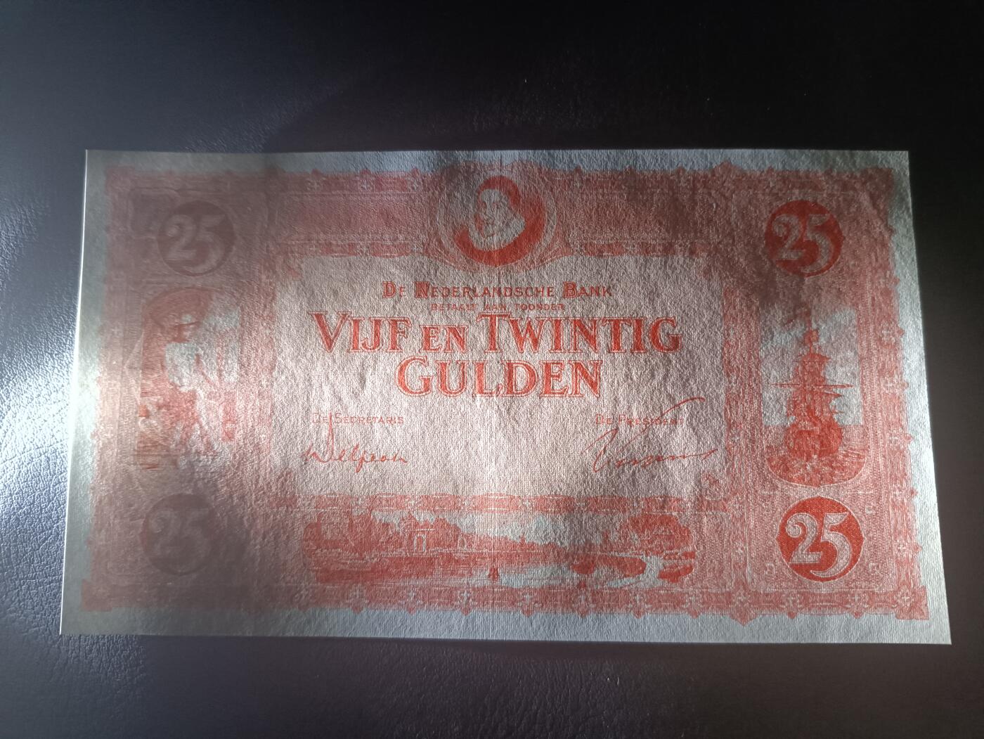 2026一月第二期，总212期 荷兰1927版25盾流通好品XF千位号7714，稀有的早期荷兰盾中高面值品种，集合了荷兰发展史的重要元素包括墨丘利/威廉一世/大帆船和阿姆斯特丹