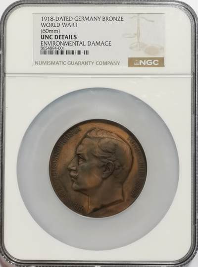 博洋堂世界钱币拍卖第156期（全场包邮） - NGC UNC 德国1918年一战纪念大铜章，直径60mm，正面为威廉二世侧相，背面雄鹰振翅赏心悦目，少见