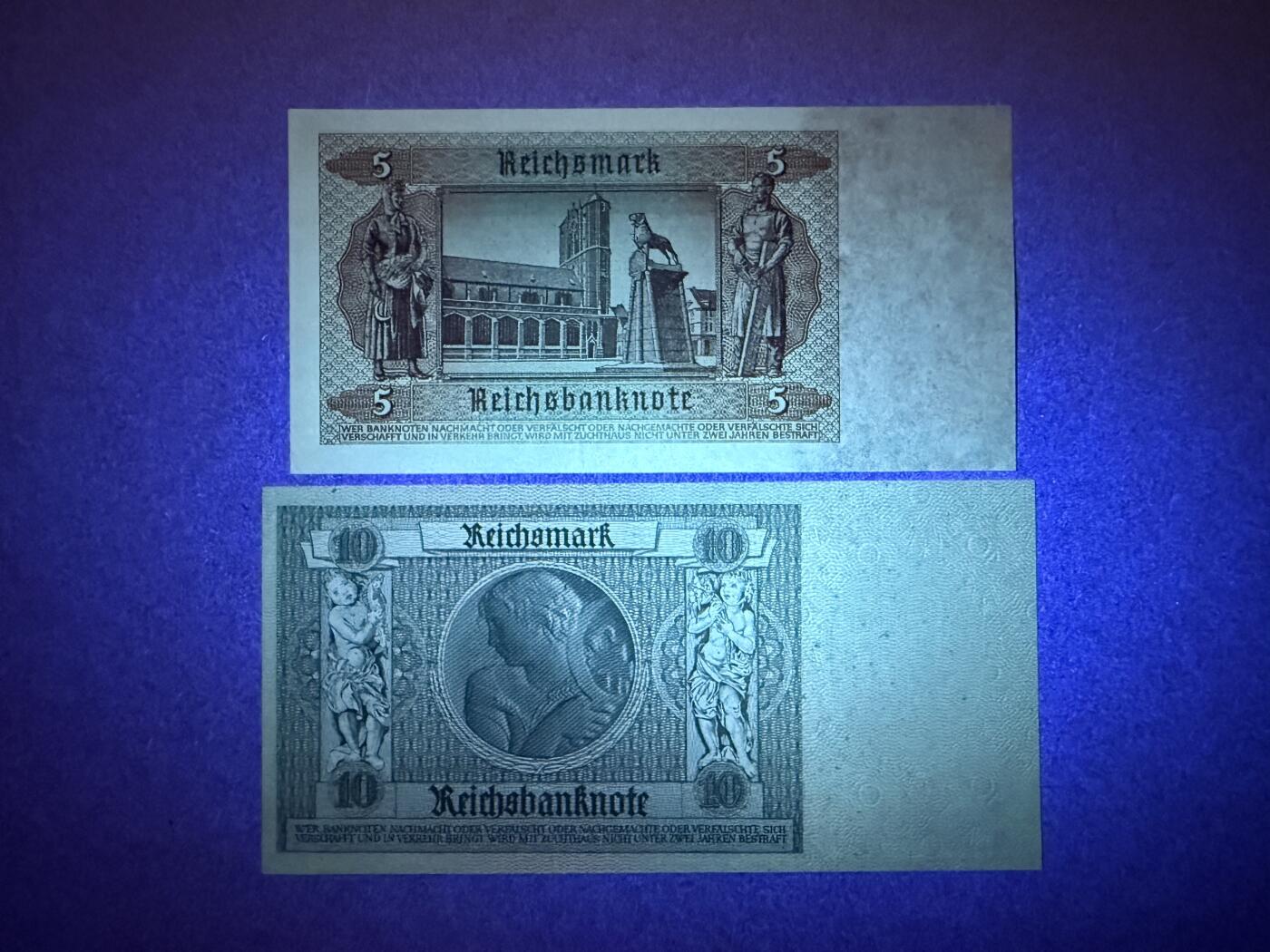 《艾美收藏》第228期-1.11周日外币精品 德国5、10马克2张 UNC 老版本