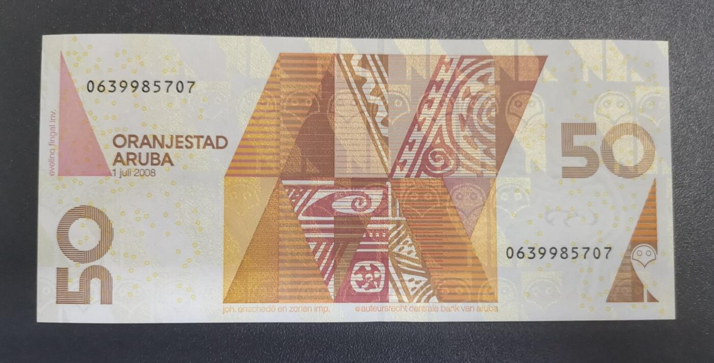 《艾美收藏》第228期-1.11周日外币精品 阿鲁巴岛2008年50福林UNC长号段无4 猫头鹰