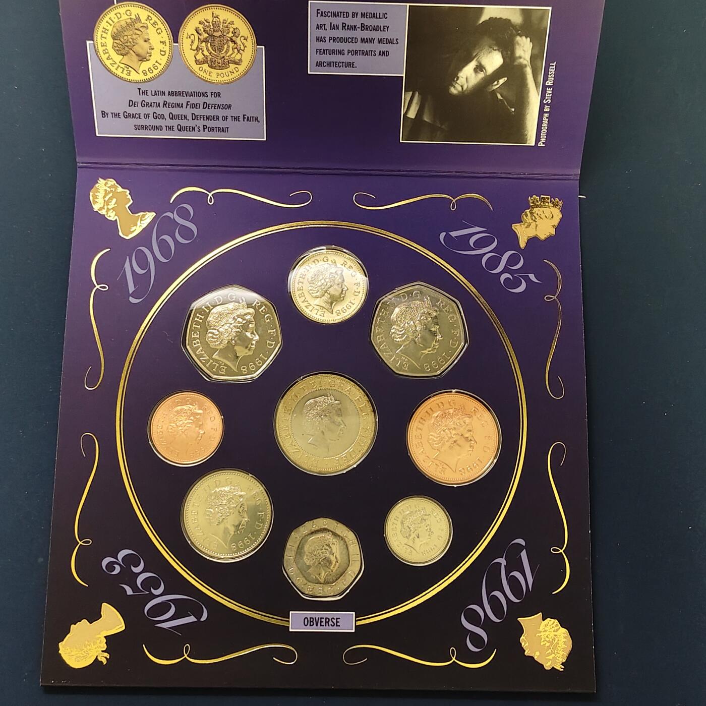 【全场包邮】纯粹捡漏拍492场【封装套币专场】-注意佣金 英国1998年官方封装套币-2镑机械时代+1镑盾徽+50便士加入欧盟25周年+流通套币