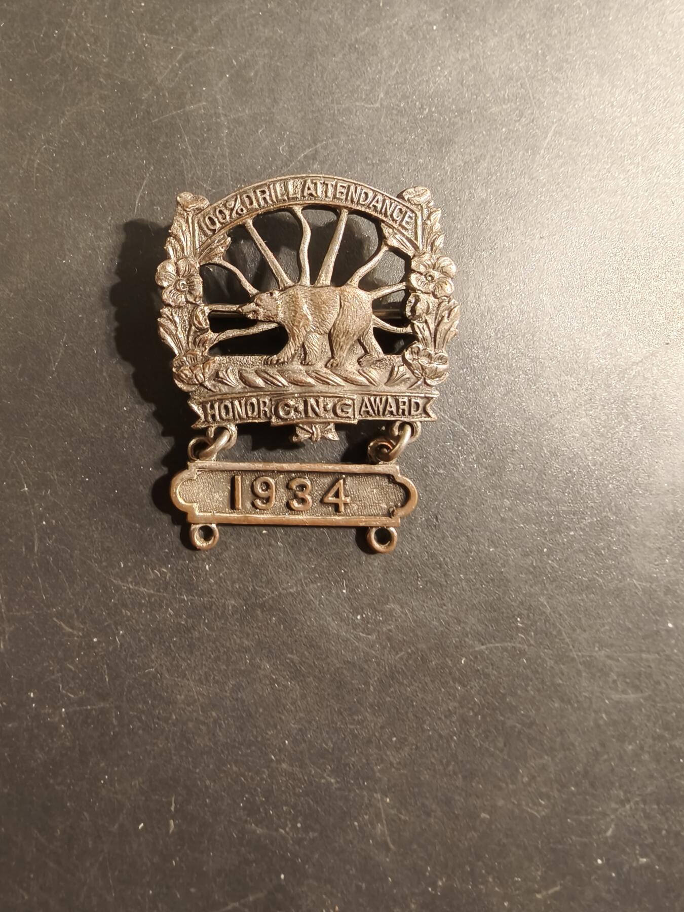 老王徽章第175期 美国加州国民警卫队30年代演习100%出席证章