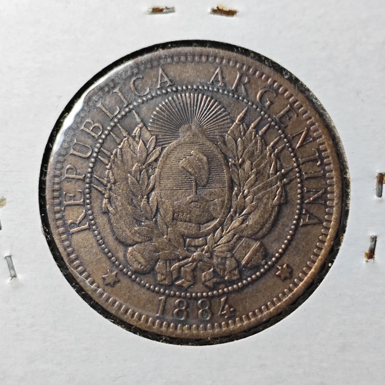 KK钱币收藏小铺  第399期  百期特拍（四拍之三）2月预留时间 周末发货  1884阿根廷2分铜币