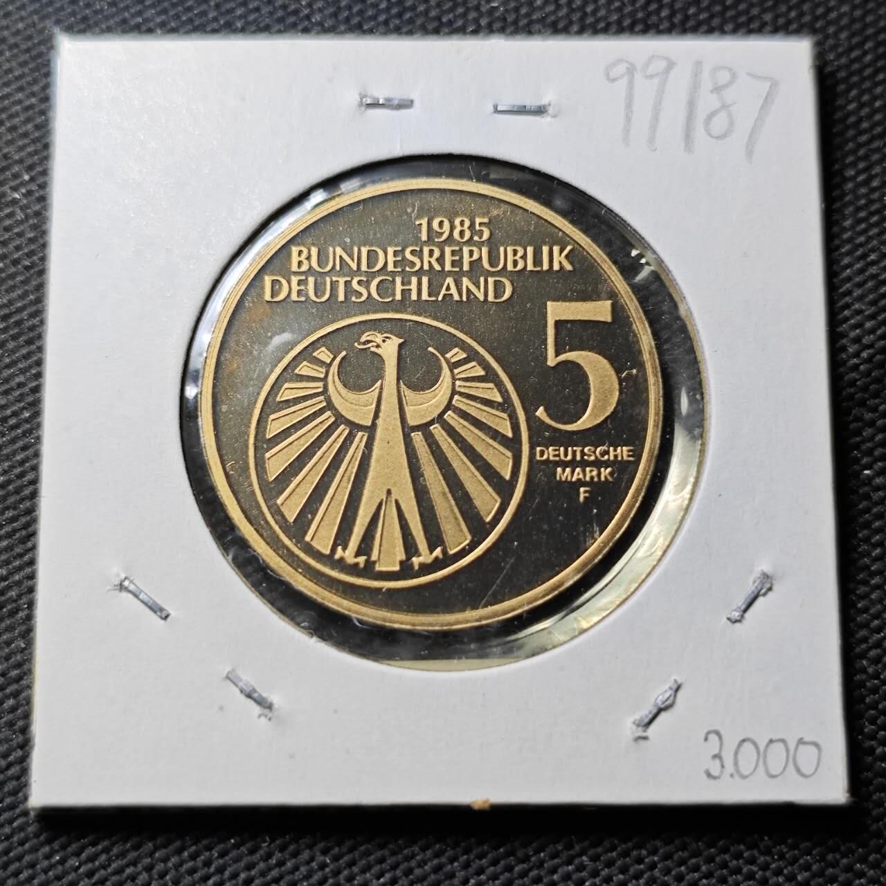 KK钱币收藏小铺  第399期  百期特拍（四拍之三）2月预留时间 周末发货  1985德国5马克纪念币 好品