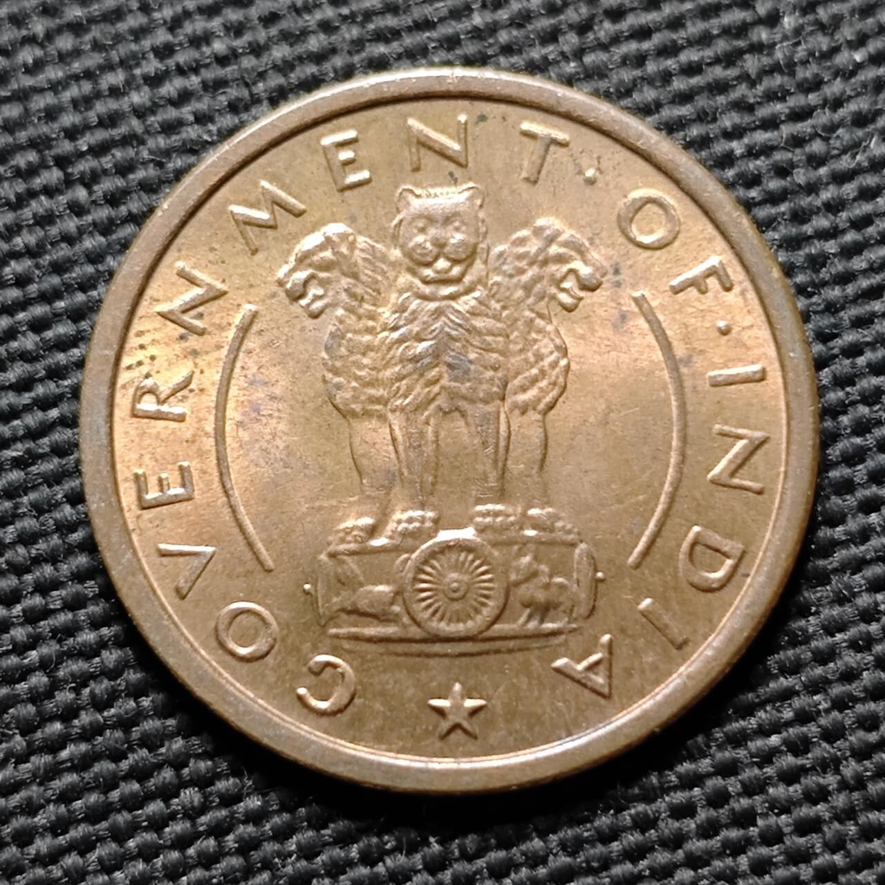 KK钱币收藏小铺  第399期  百期特拍（四拍之三）2月预留时间 周末发货  1954印度1派沙铜币 好品小马!