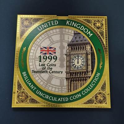 【全场包邮】纯粹捡漏拍492场【封装套币专场】-注意佣金 - 英国1999年官方封装套币-2镑橄榄球世界杯+1镑苏格兰狮徽+流通套币