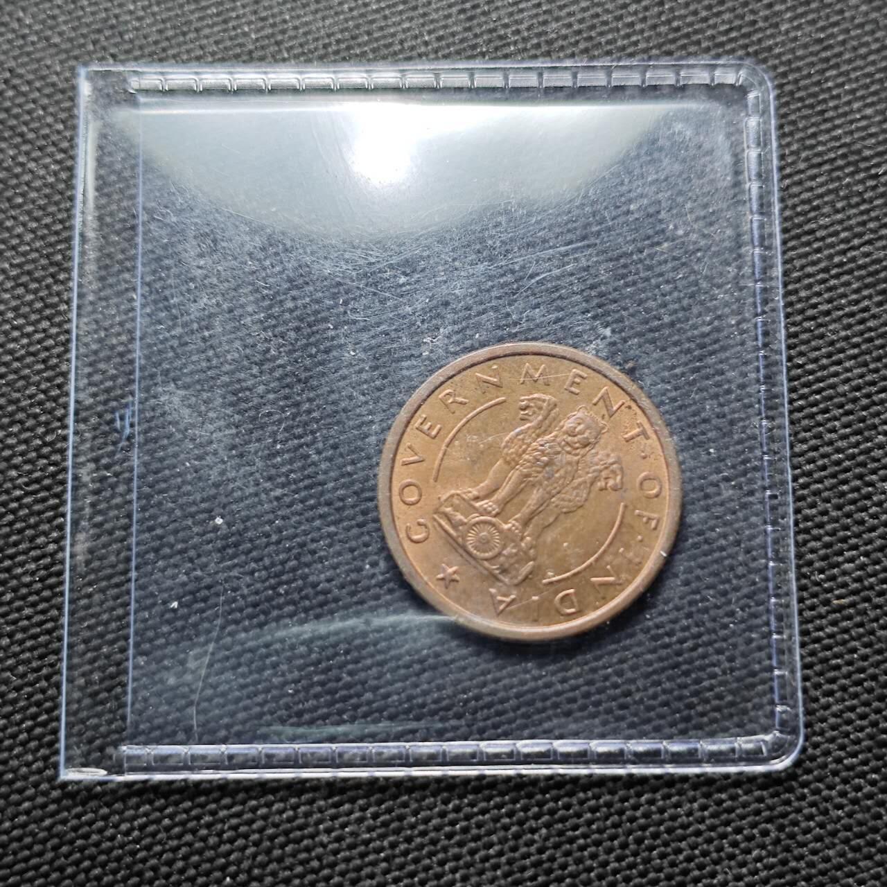 KK钱币收藏小铺  第399期  百期特拍（四拍之三）2月预留时间 周末发货  1954印度1派沙铜币 好品小马!